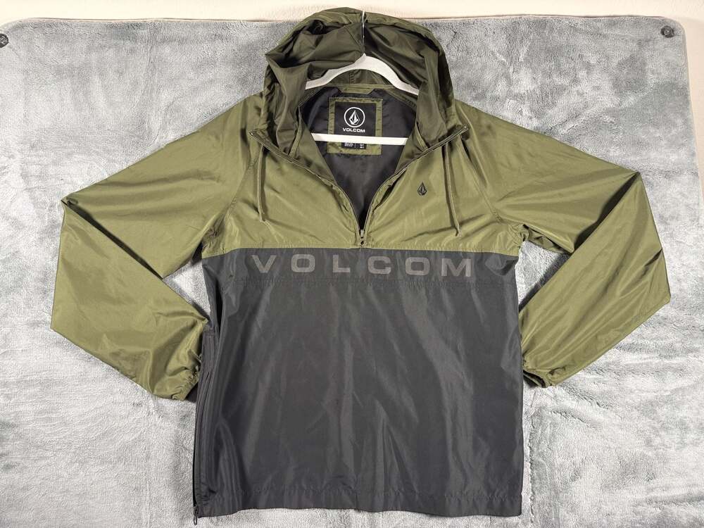 VOLCOM Wavern Windbreaker Hooded Jacket sz S Small Green Streetwear Skate
